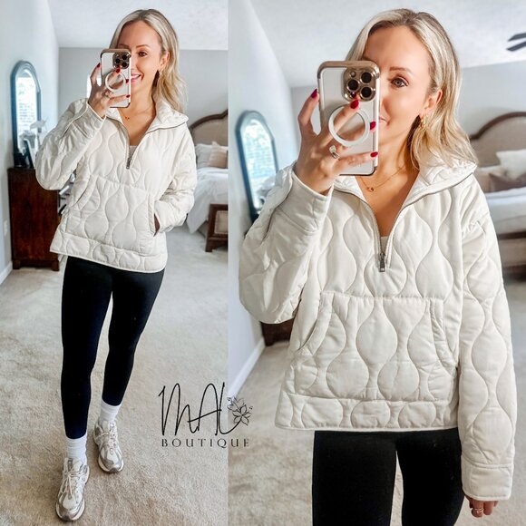 Mia Quilted Half-Zip High Neck Pullover | Women's Fall and Winter Jacket - Picture 3 of 8